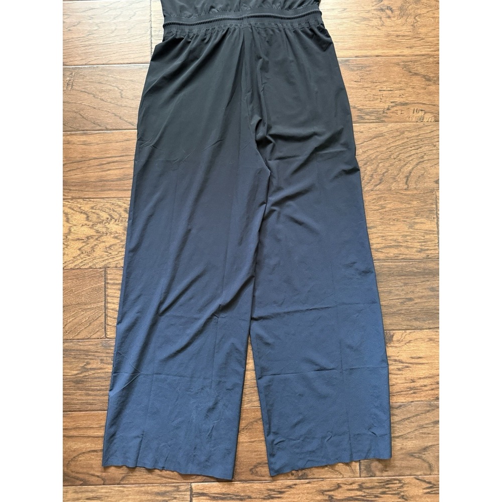 Athleta Savannah Black V Neck Wide Leg Jumpsuit Size 4 Stretch Athleisure - Picture 6 of 16